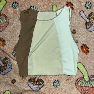 Brown and cream crop top multi colored